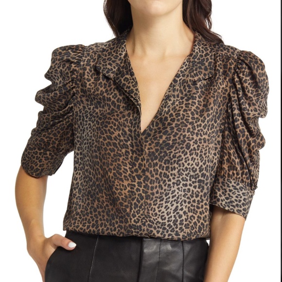 Frame Gillian Leopard Print Silk Blouse - Picture 1 of 2